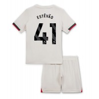 Stroje piłkarskie Chelsea Estevao Willian #41 Koszulka Wyjazdowej dla dzieci 2025-26 Krótki Rękaw (+ szorty)